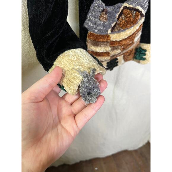 1990s J Two New York Chenille Cabin Forest Woodland Acorn Pinecone Cardigan M - Picture 6 of 10